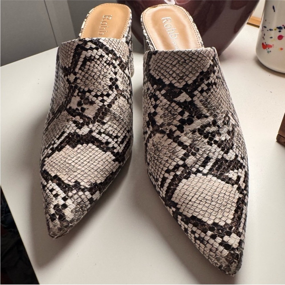 Roho by Joyce Adria snakeskin pointed toe heeled mule - Picture 5 of 7